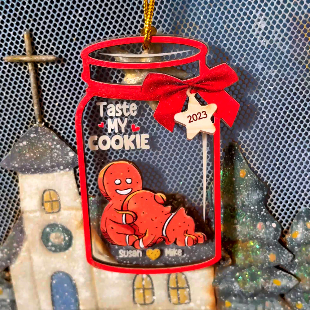 Personalized Taste My Cookie Gingerbread Funny Couple Ornament - Gift For Christmas
