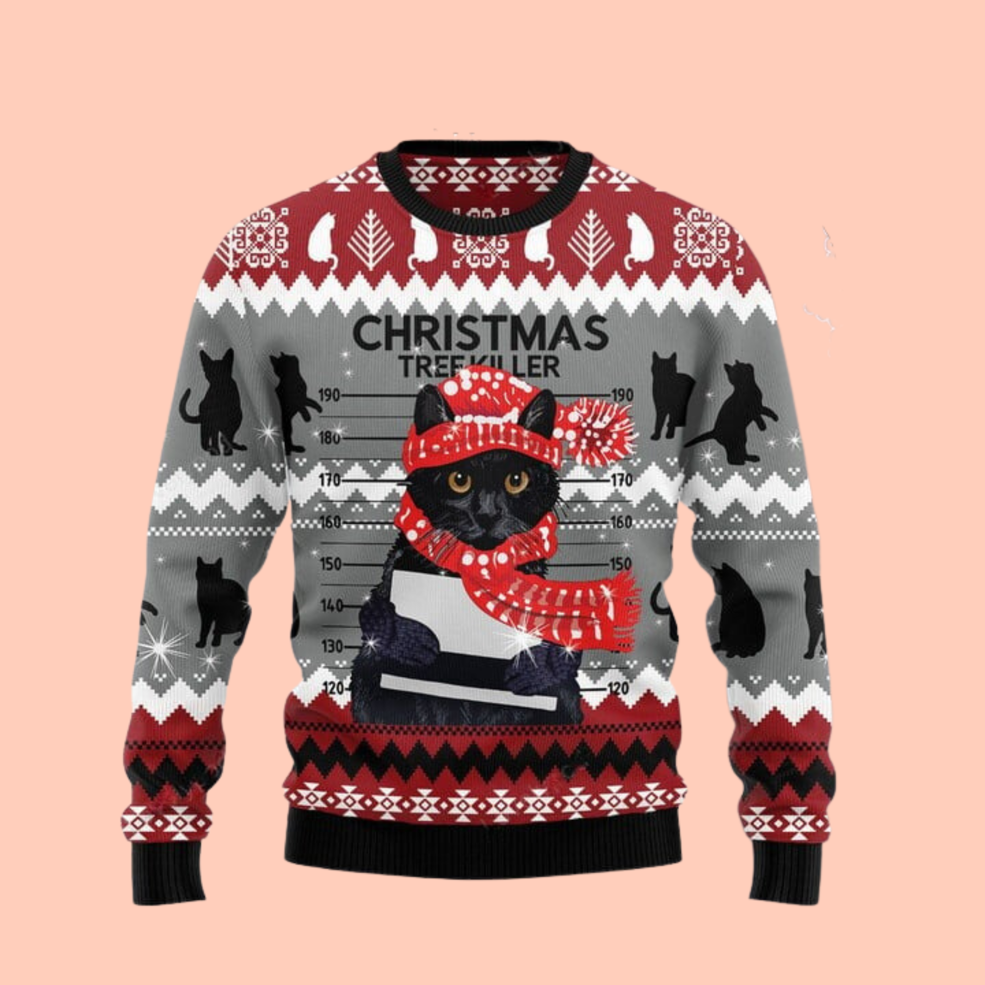 Black Cat Tree Killer Christmas 3D Cat Ugly Sweater Christmas Gift - Gift For Cat's Lovers