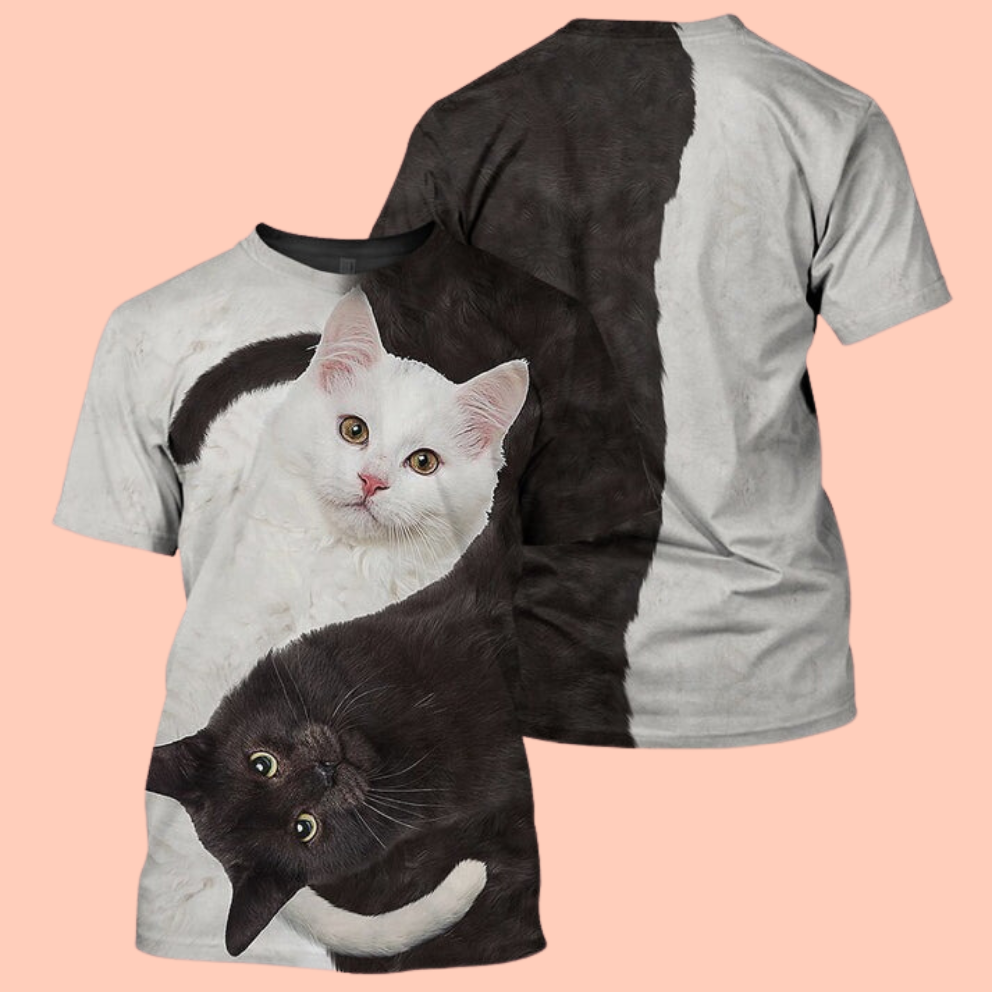 Yinyang Cat 3D Cat T-Shirt / Hoodie / Sweatshirt / Zipper Hoodie - Gift For Cat's Lovers