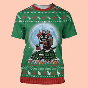 Demon Puss Christmas 3D T-Shirt / Hoodie / Sweatshirt / Zipper Hoodie - Gift For Family's Member