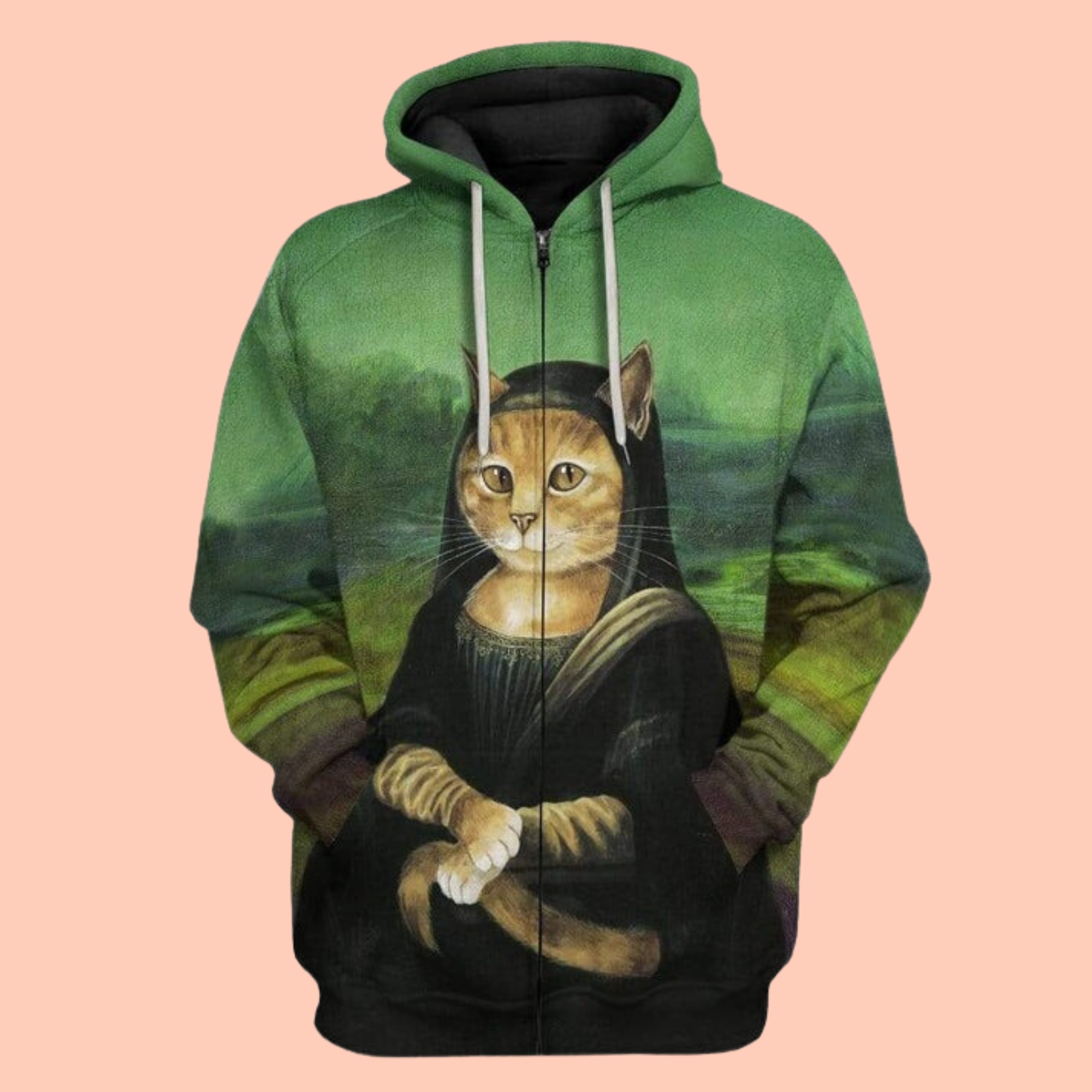 Mona Lisa 3D Cat T-Shirt / Hoodie / Sweatshirt / Zipper Hoodie - Gift For Cat's Lovers
