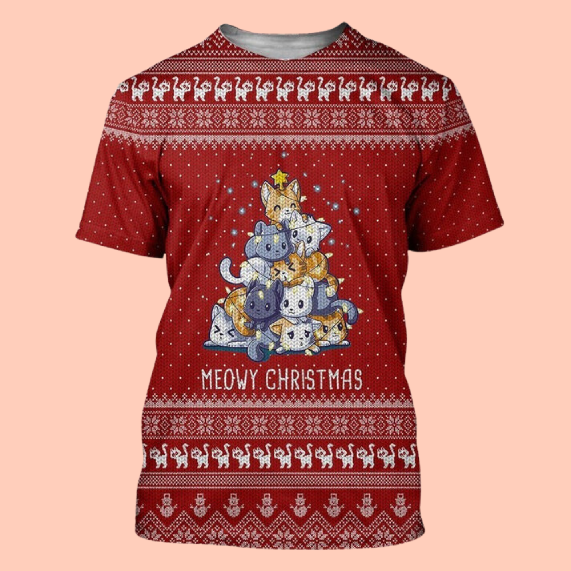 Meowy Christmas Tree 3D Cat T-Shirt / Hoodie / Sweatshirt / Zipper Hoodie - Gift For Cat's Lovers