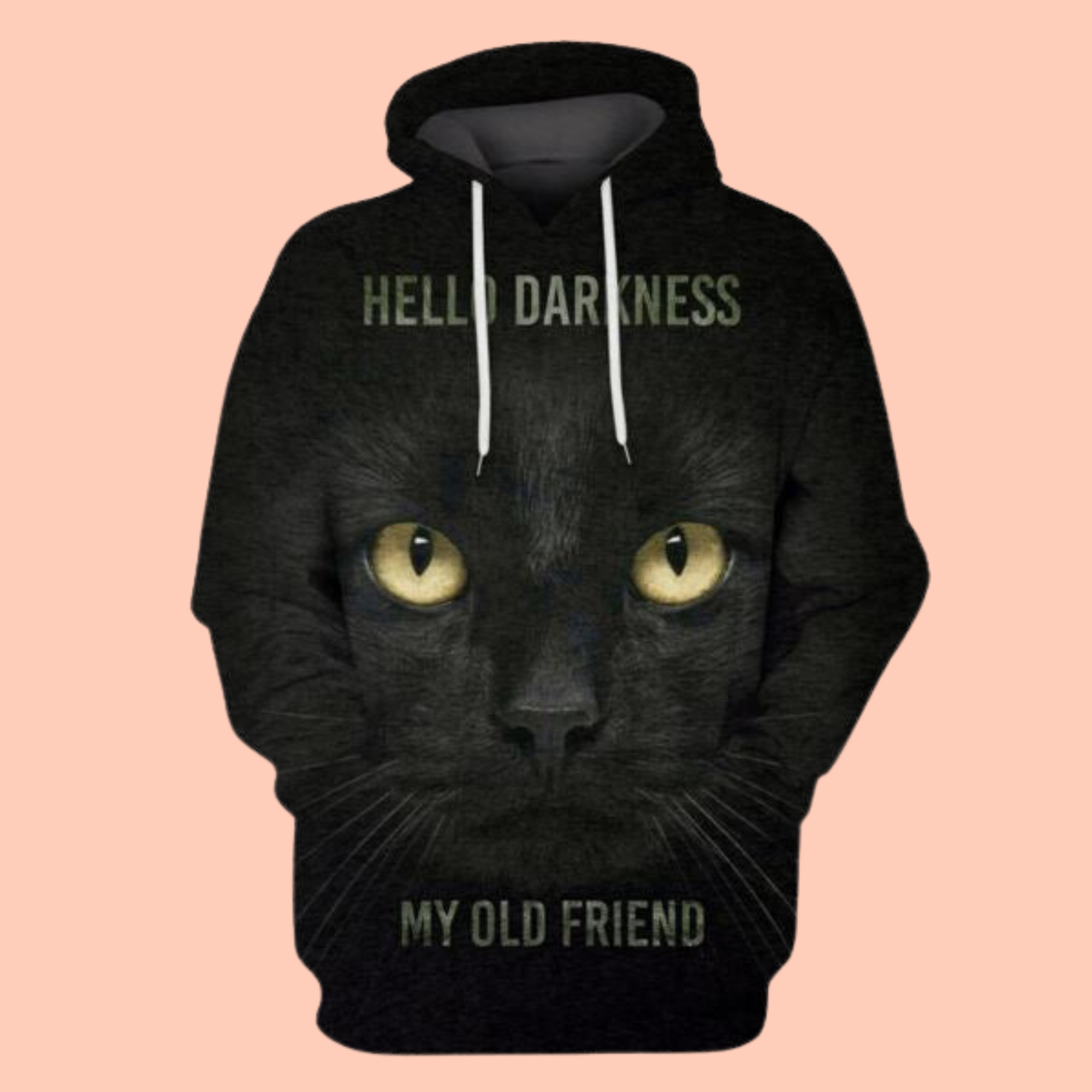 The Cat Hello Darkness My Old Friend 3D Cat T-Shirt / Hoodie / Sweatshirt / Zipper Hoodie - Gift For Cat's Lovers