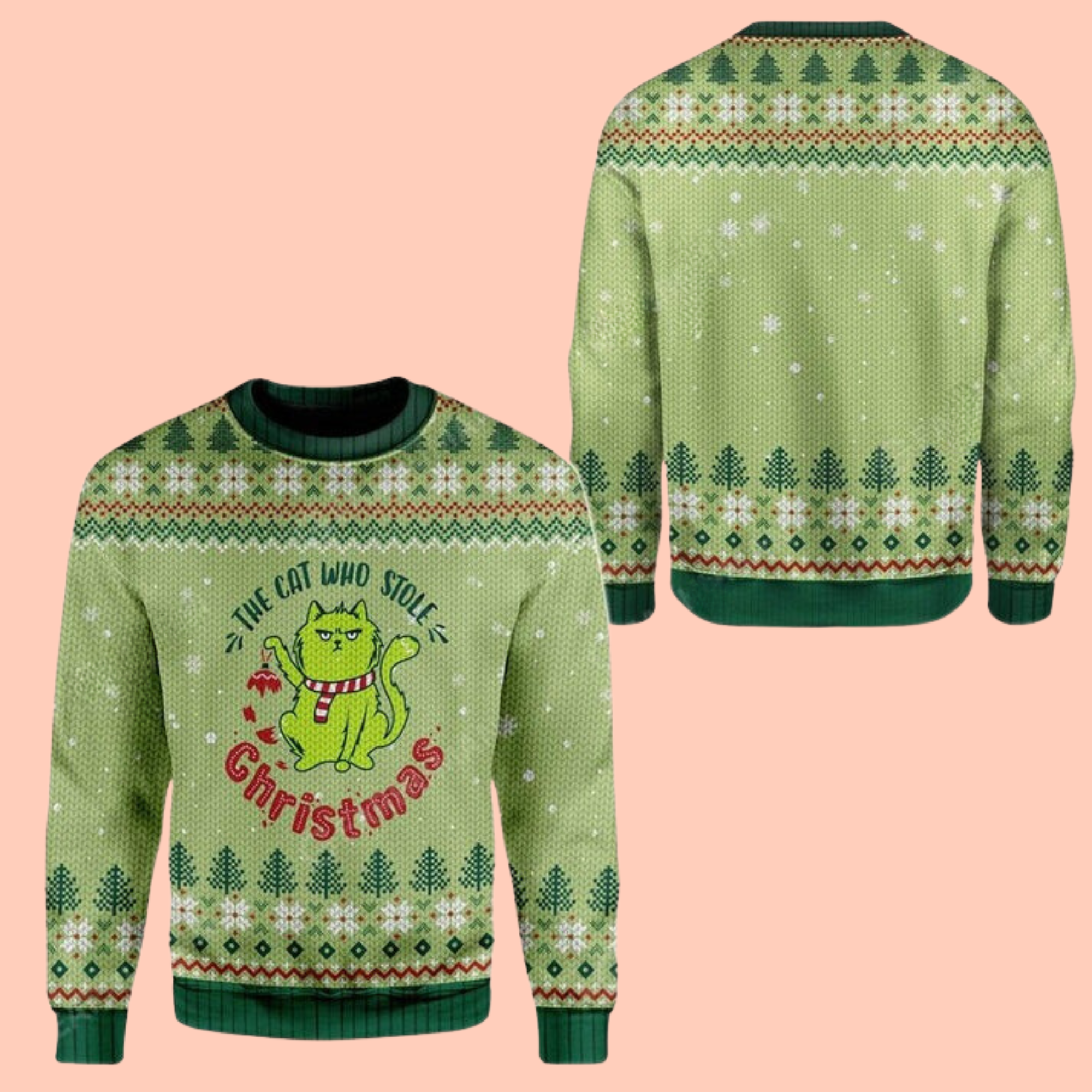 The Cat Who Stole Christmas 3D Cat Ugly Sweater Christmas Gift - Gift For Cat's Lovers
