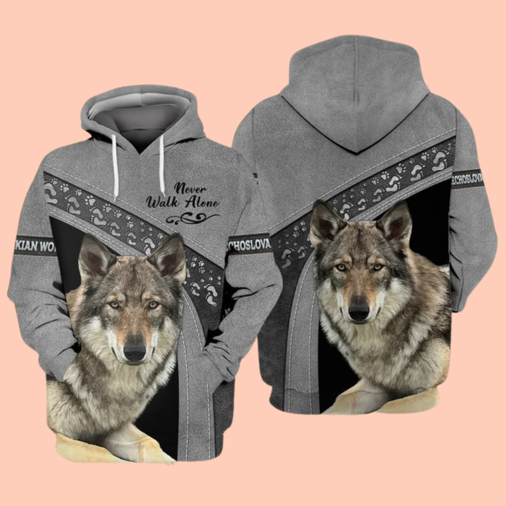 Czechoslovakian Wolfdog Love Never Walk Alone 3D T-Shirt / Hoodie / Sweatshirt / Zipper Hoodie / Fleece Zipper / Bomber / Hawaiian Shirt / Polo Shirt - Gift For Dog Lovers