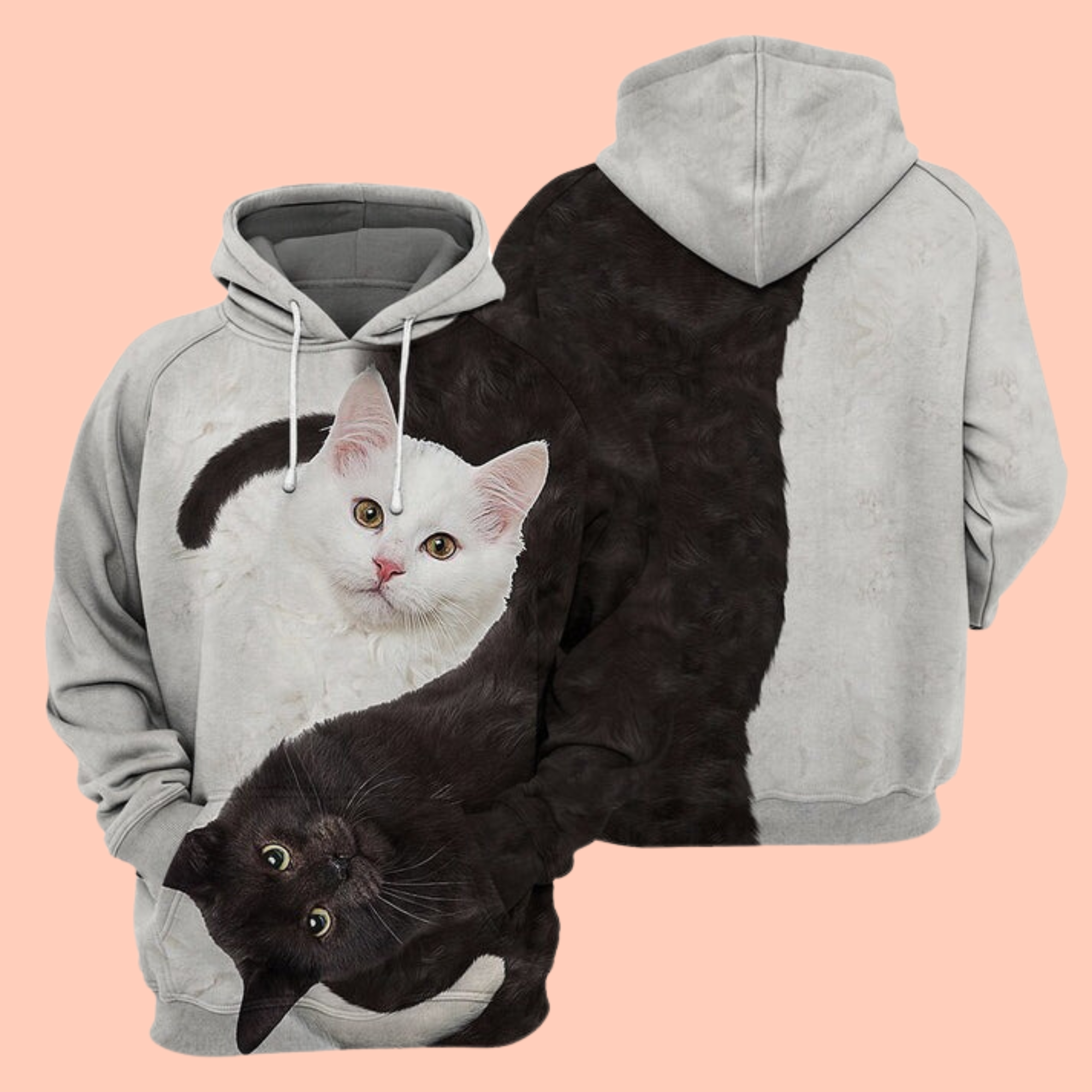 Yinyang Cat 3D Cat T-Shirt / Hoodie / Sweatshirt / Zipper Hoodie - Gift For Cat's Lovers