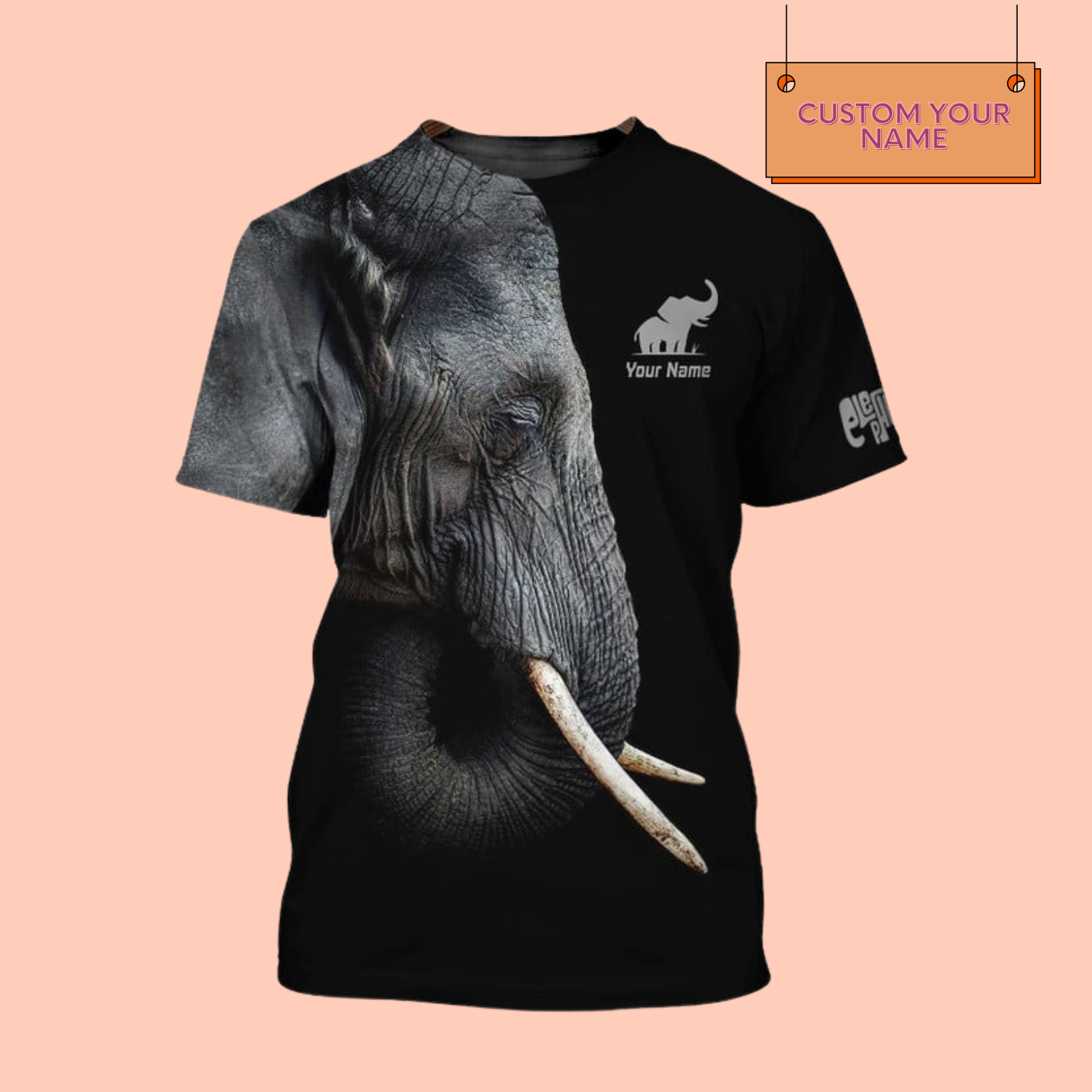 Personalized Grey Elephant Custom Name 3D T-Shirt / Hoodie / Sweatshirt / Zipper Hoodie / Fleece Zipper / Bomber / Hawaiian Shirt / Polo Shirt - Gift For Elephant Lovers