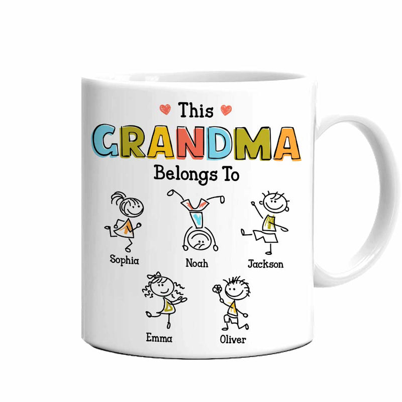 Personalized Mom Grandma Kids Grandkids Drawing Mug
