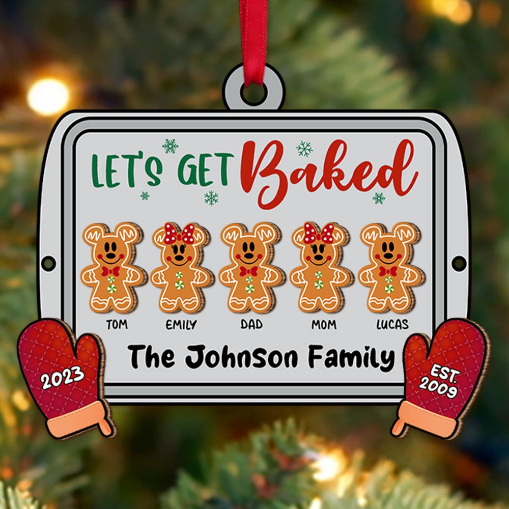 Personalized Let's Get Baked Family Wood Ornament - Gift For Christmas