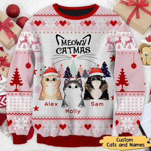 Meowy Catmas - Christmas Cute Kitten Cats With Pine Trees 3D Cat T-Shirt/ Hoodie/Sweatshirt - Gift For Cat's Lovers
