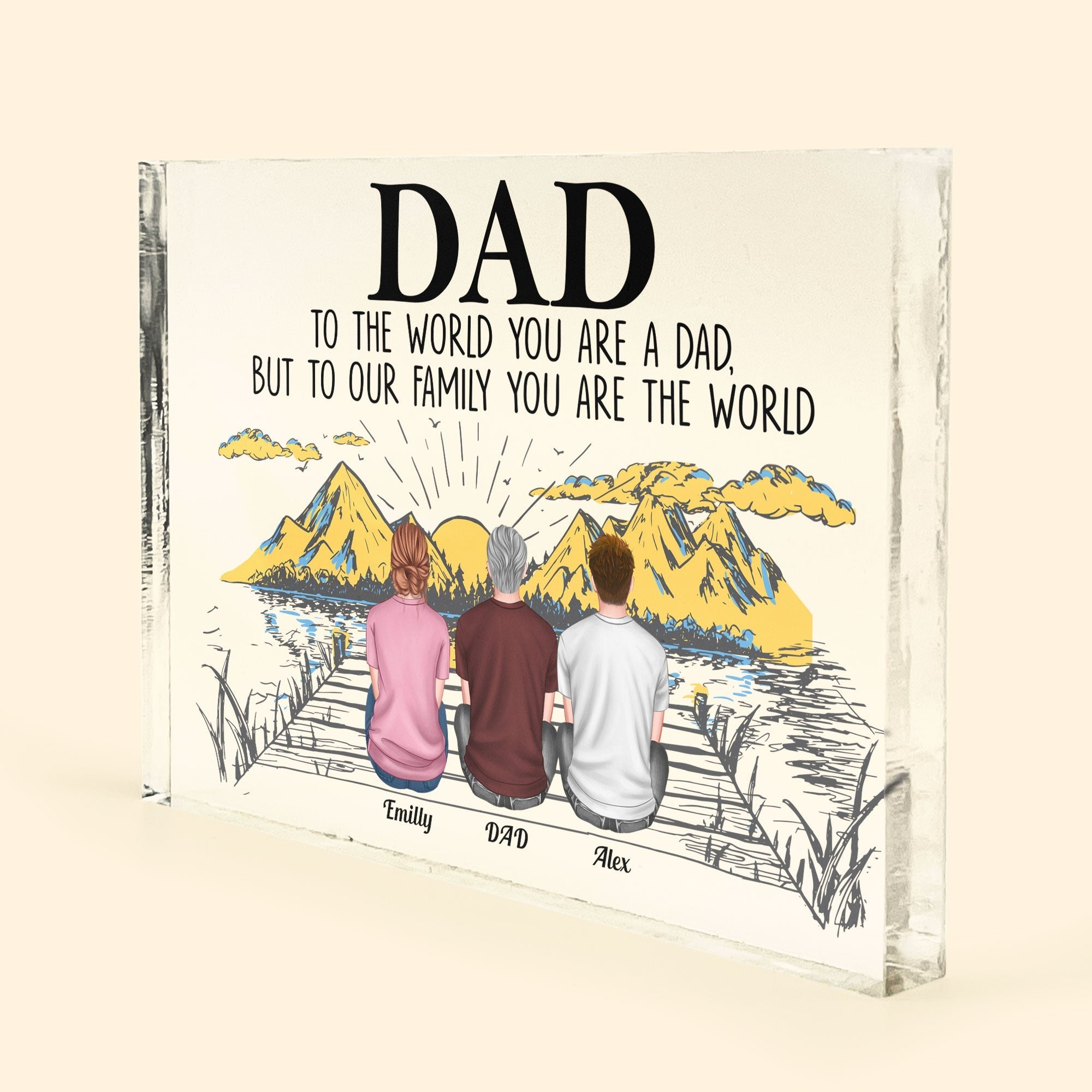 Dad To Our Family You Are The World Personalized Rectangle Acrylic Plaque