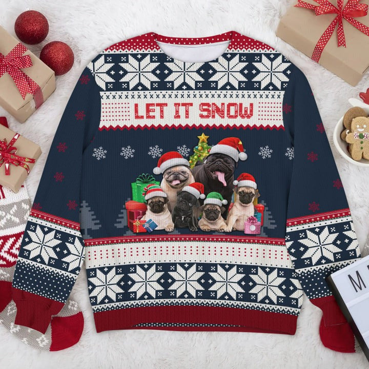 Pub Dog Let It Snow 3D Sweater Christmas Gift 3D T-Shirt SweaterShirt - Christmas Gift