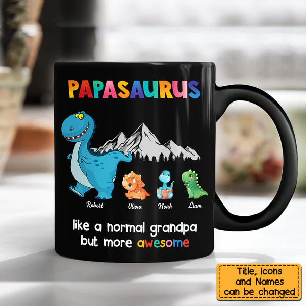 Personalized Gift For Grandpa Papasaurus Mug