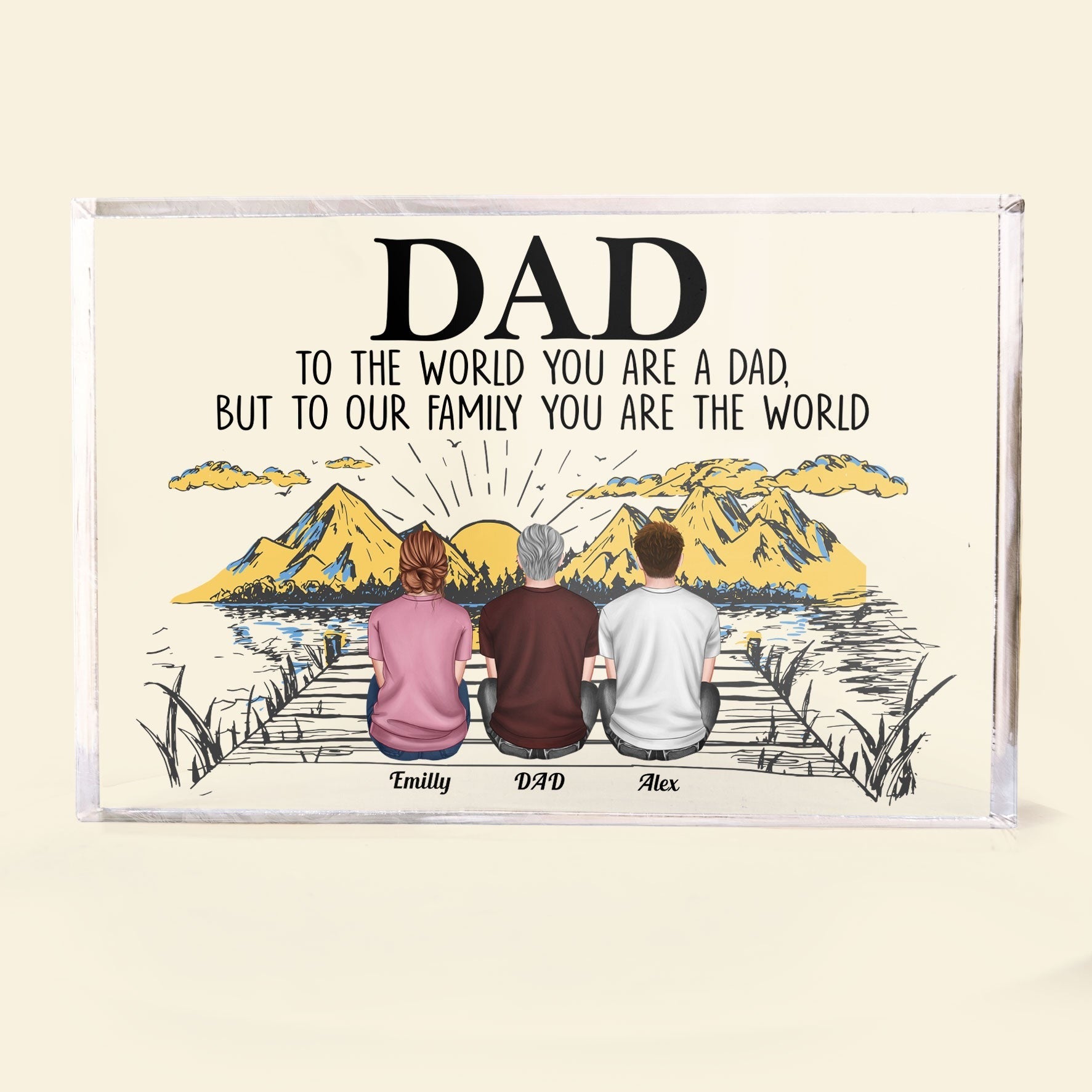 Dad To Our Family You Are The World Personalized Rectangle Acrylic Plaque