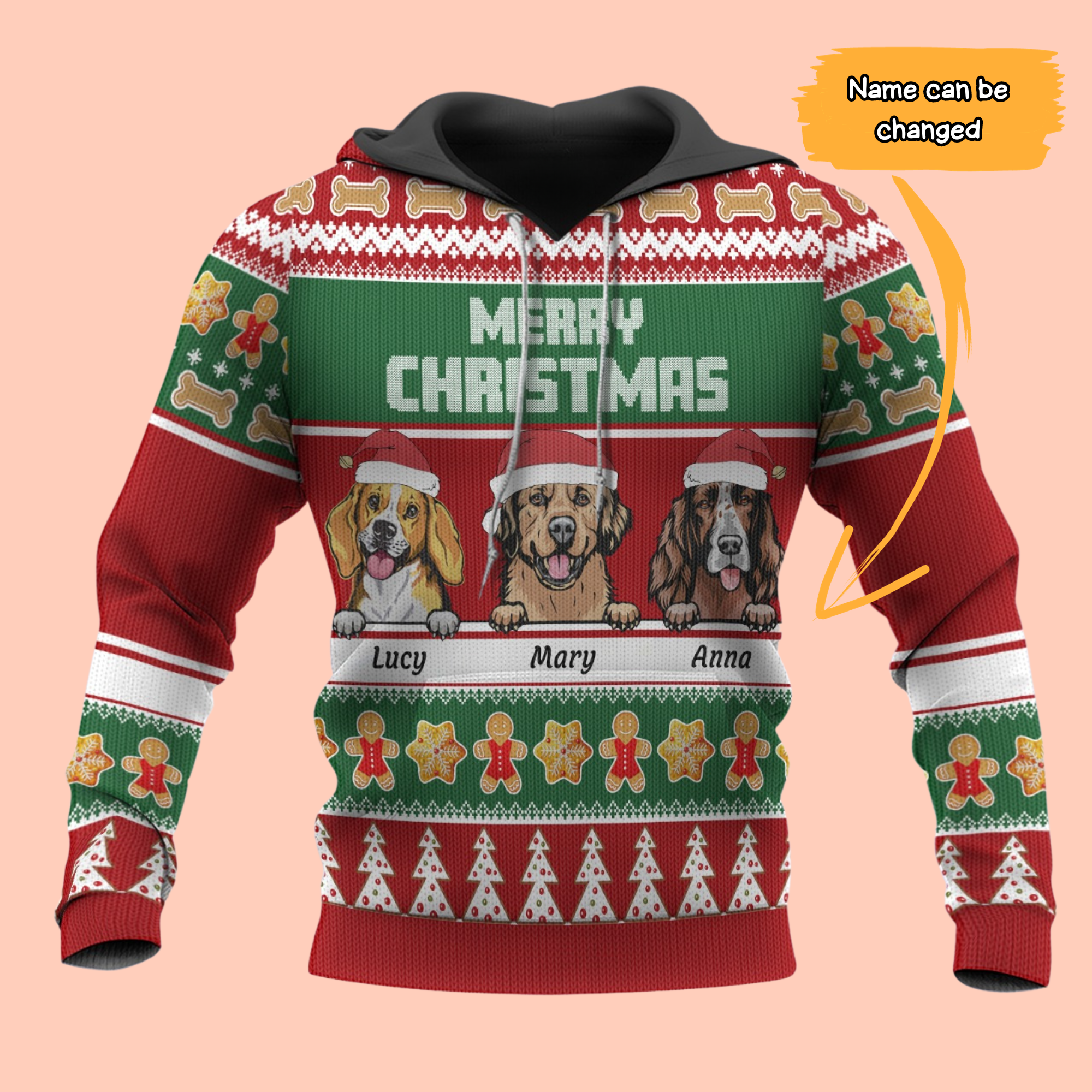 Personalized Dog Pattern Merry Christmas 3D T-Shirt / Hoodie / Sweatshirt / Zipper Hoodie / Shorts / Tank Top - Gift For Dog Lovers
