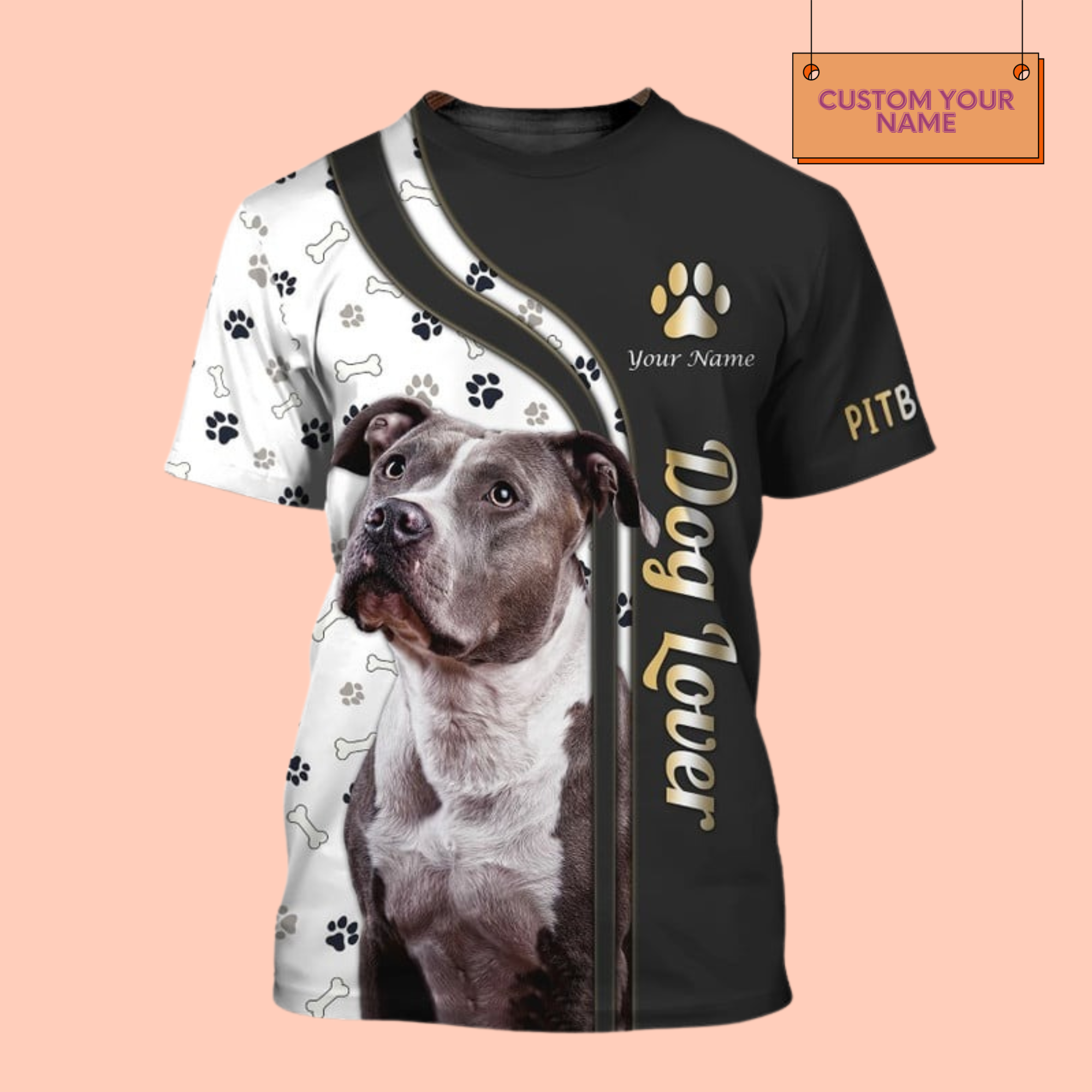 Personalized Love PitBull Dog Custom 3D T-Shirt / Hoodie / Sweatshirt / Zipper Hoodie / Fleece Zipper / Bomber / Hawaiian Shirt / Polo Shirt - Gift For Dog Lovers