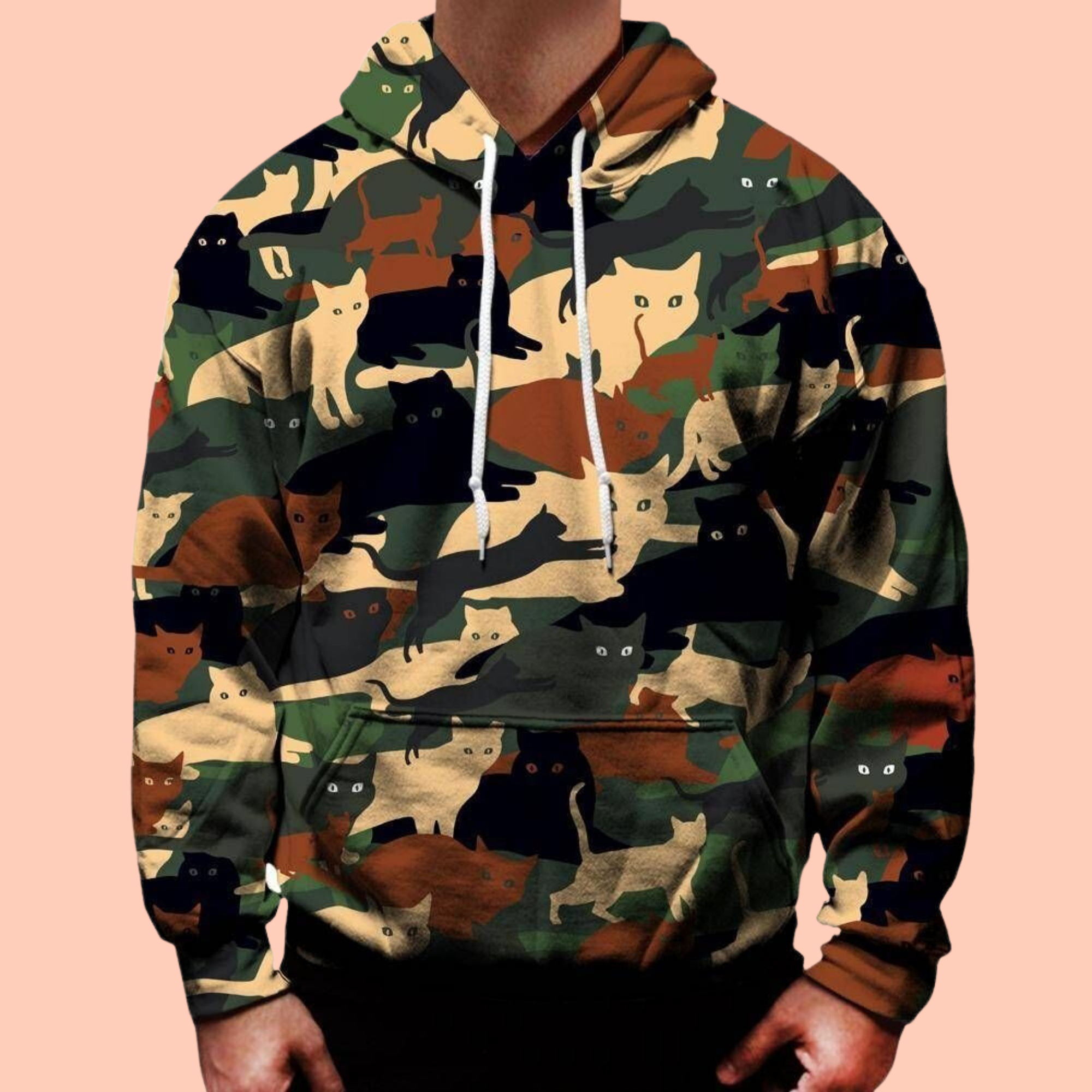 Cool Camouflage 3D Cat T-Shirt / Hoodie / Sweatshirt / Zipper Hoodie - Gift For Cat's Lovers