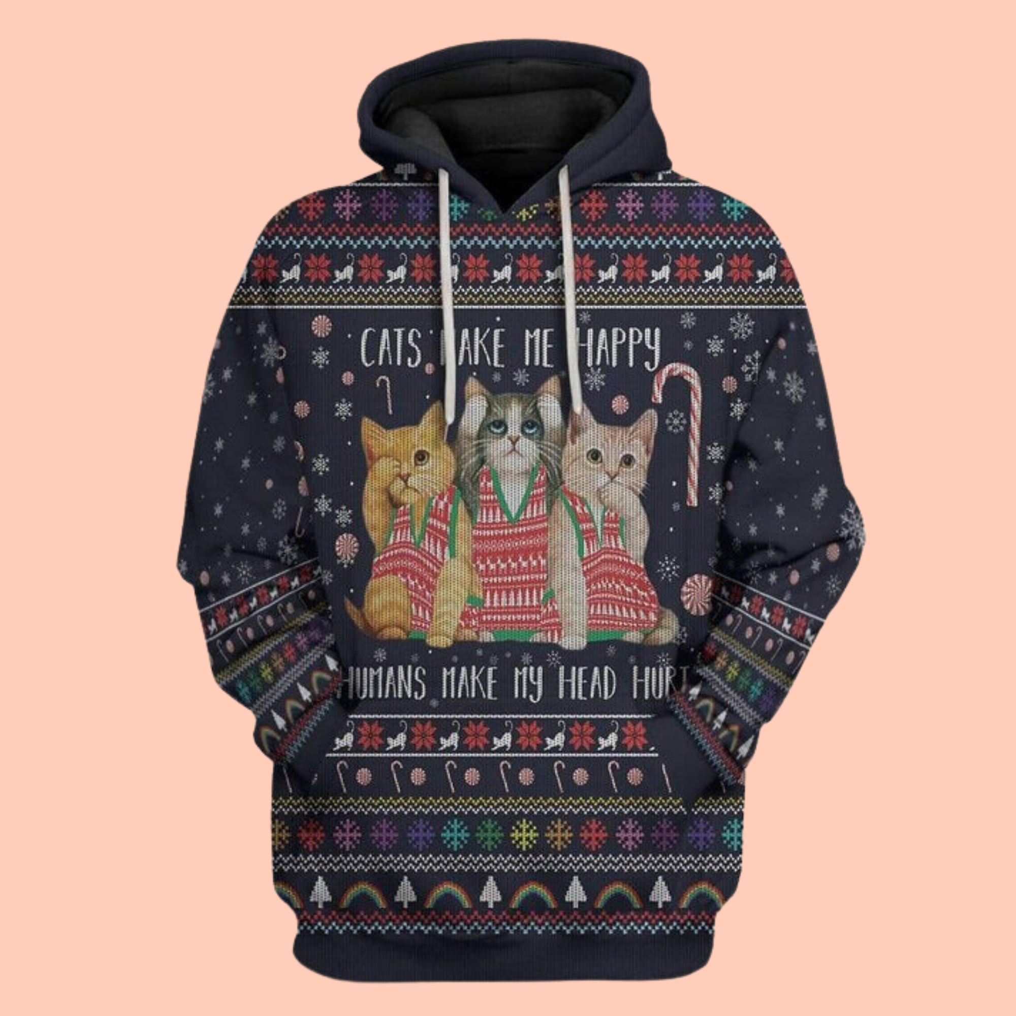 Cats Make Me Happy 3D Cat T-Shirt / Hoodie / Sweatshirt / Zipper Hoodie - Gift For Cat's Lovers