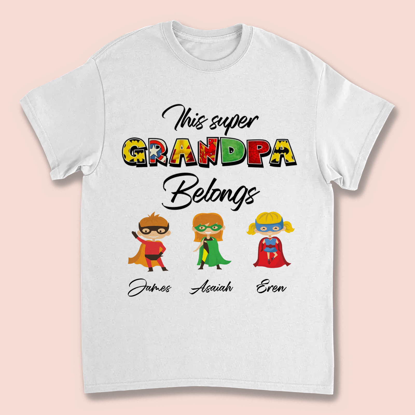 Personalized Super Grandpa T-shirt / Hoodie / Sweatshirt Gift for Father's Day