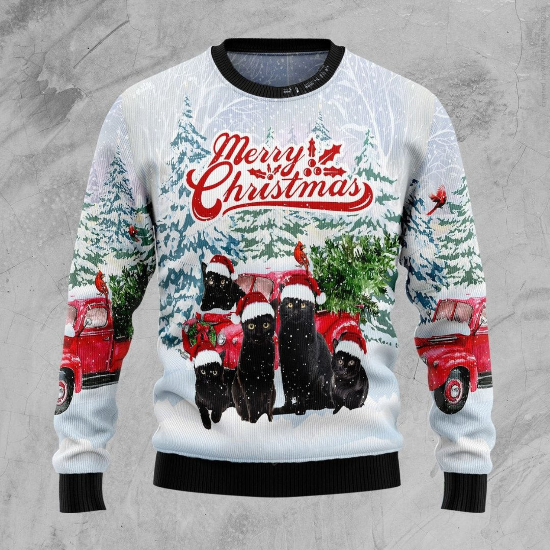 Black Cat Merry Christmas 3D Cat Ugly Sweater Christmas Gift - Gift For Cat's Lovers