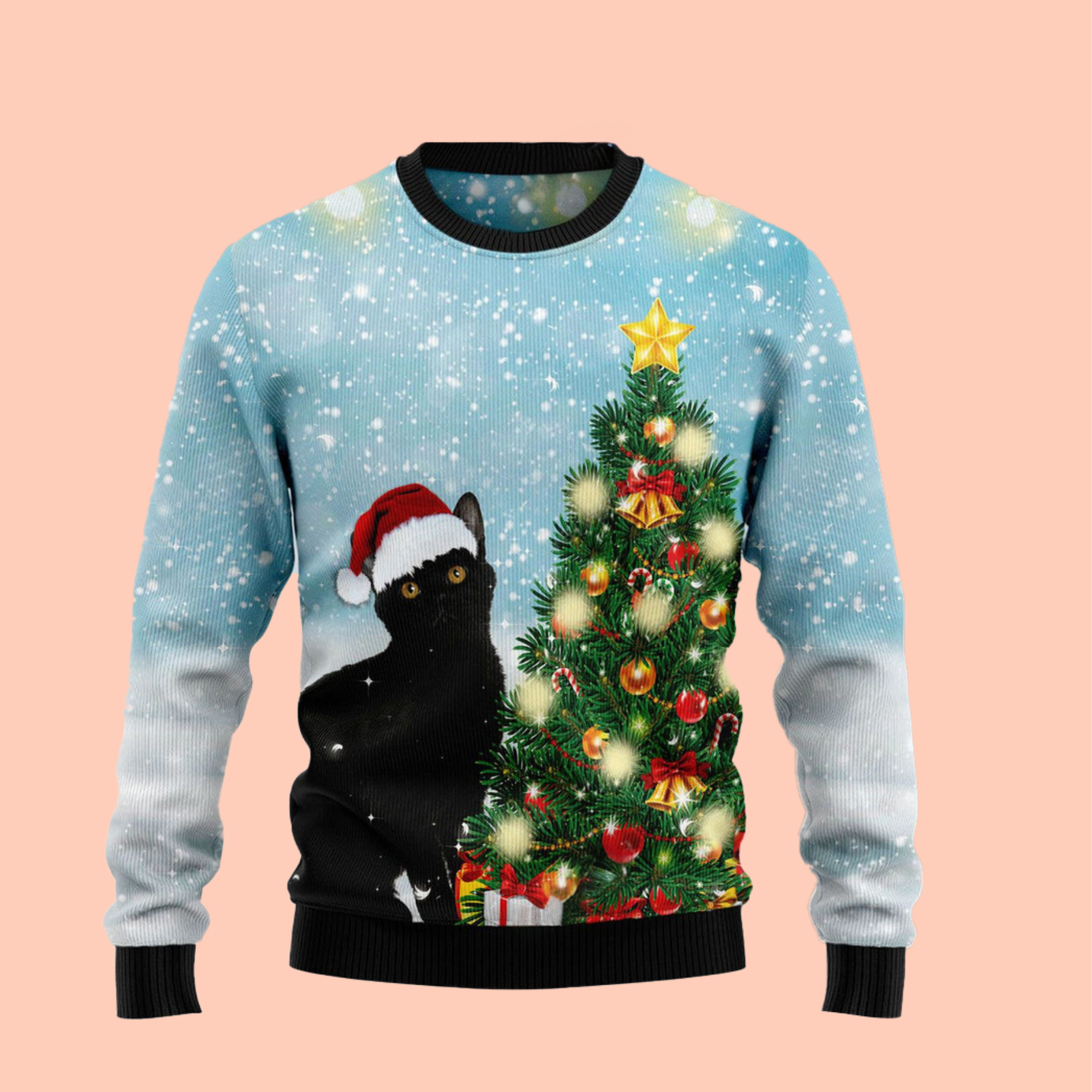 Black Cat Noel Tree 3D Cat Ugly Sweater Christmas Gift - Gift For Cat's Lovers