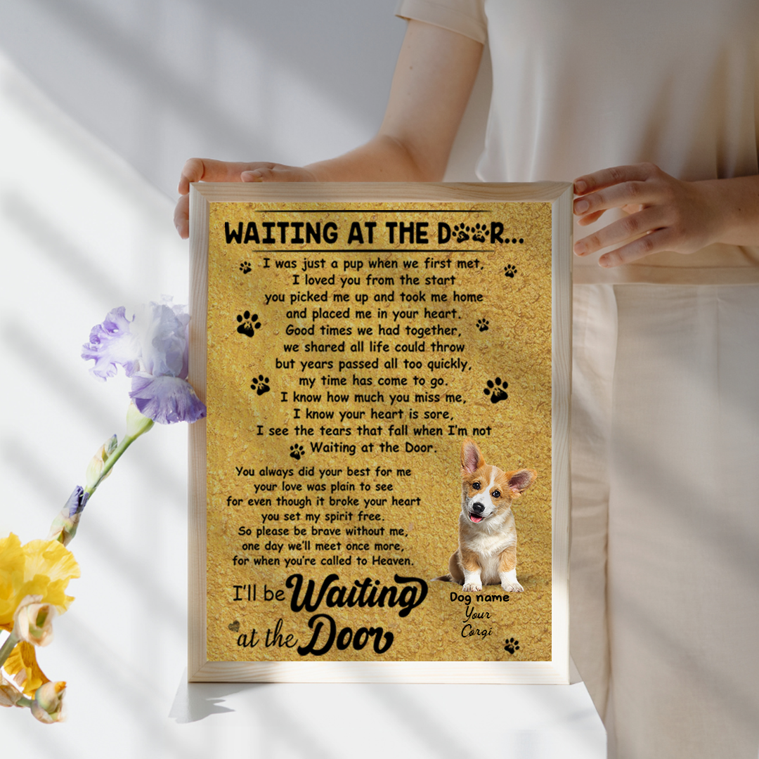 Personalized Waiting at the Door Poster Gift for Dog Lovers (Custom Dog Photo)