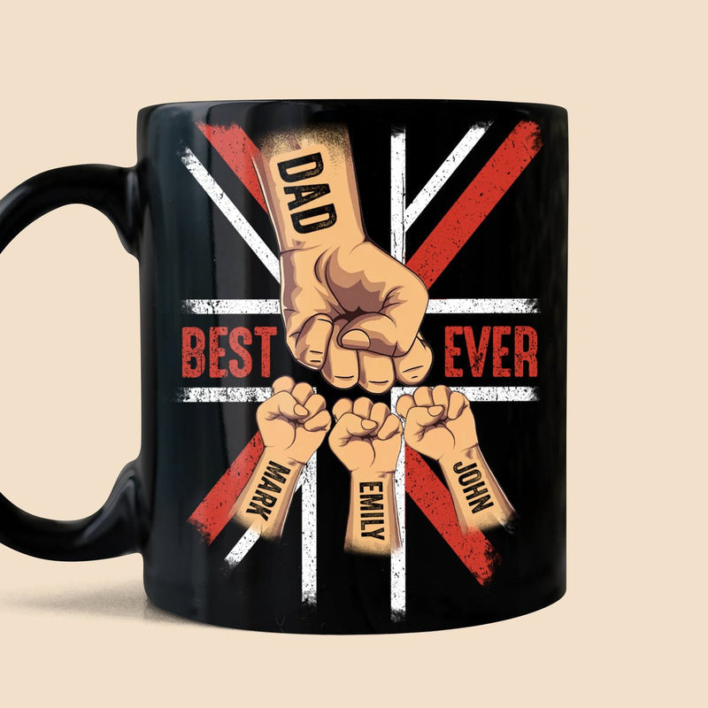 Personalized Best Dad Ever Fist Bumps (UK) Black Mug Best Gift For Father