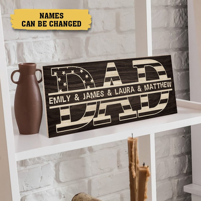 Personalized DAD & Children Names Wooden Sign Best Gift for Father's Day