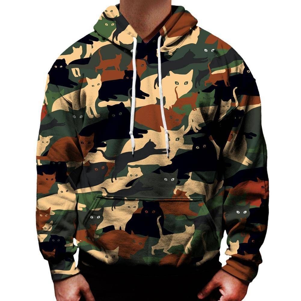 Cool Camouflage 3D Cat T-Shirt / Hoodie / Sweatshirt / Zipper Hoodie - Gift For Cat's Lovers