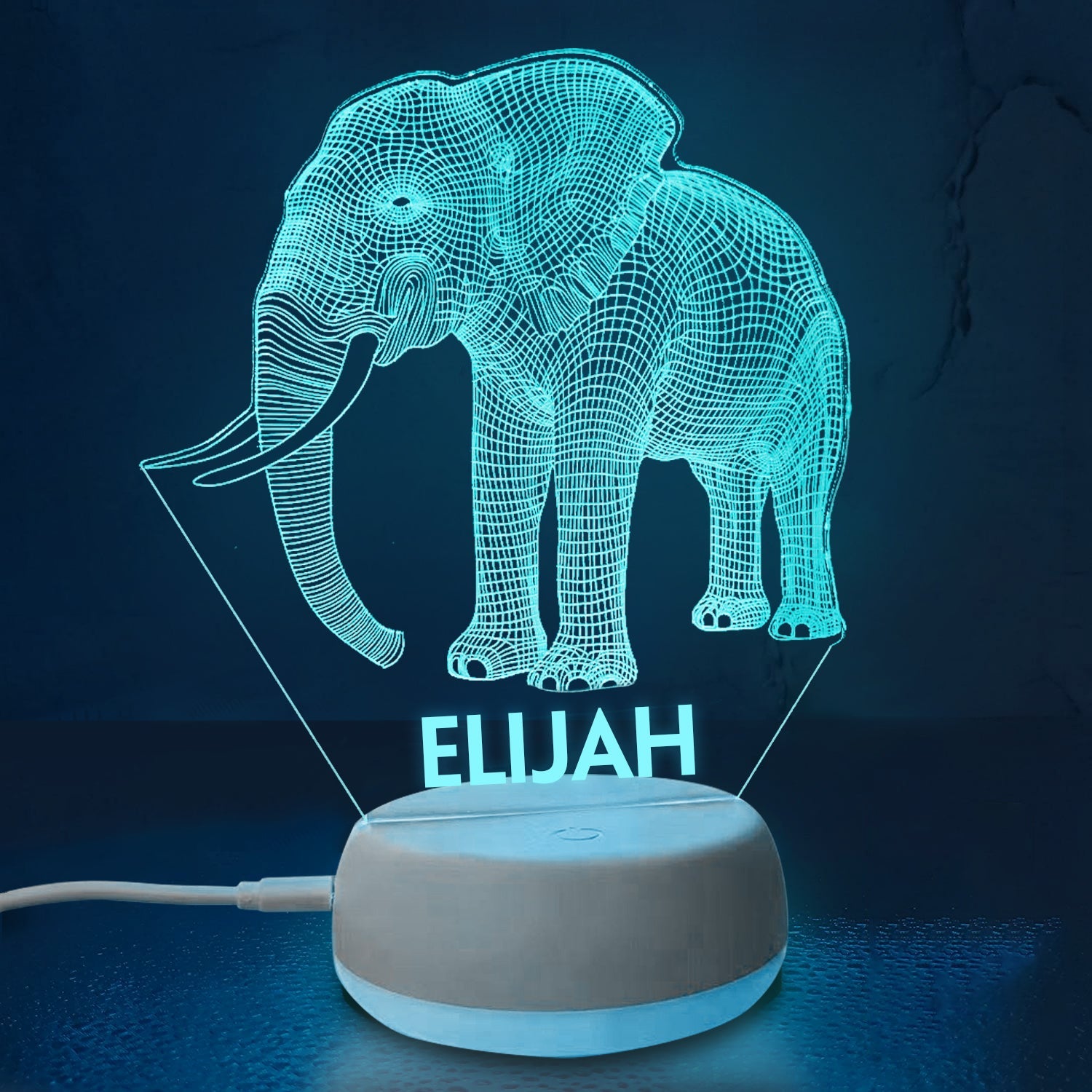 Personalized 3D Stand Elephant Night Lights with Name 7/16 Colors Changing Led Lamp