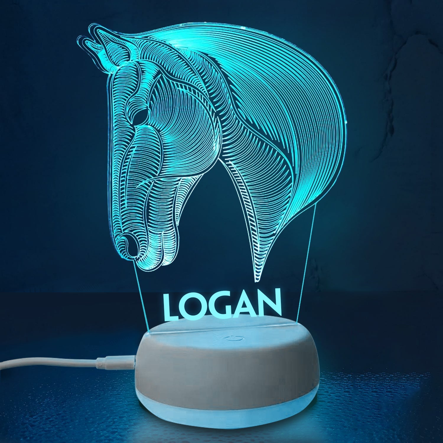 Personalized 3D Horse Portrait Night Lights with Name 7/16 Colors Changing Led Lamp