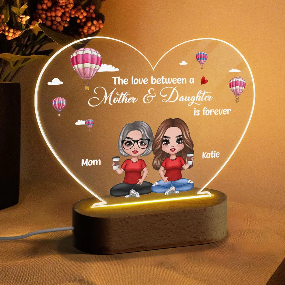 Personalized Air Balloon Heart Plaque LED Light Gift For Mom