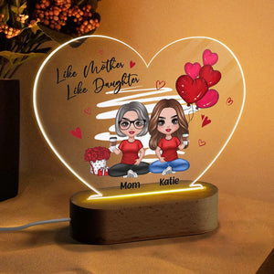 Personalized Red Hearts Like Mother Like Daughters Plaque LED Light Gift For Mom