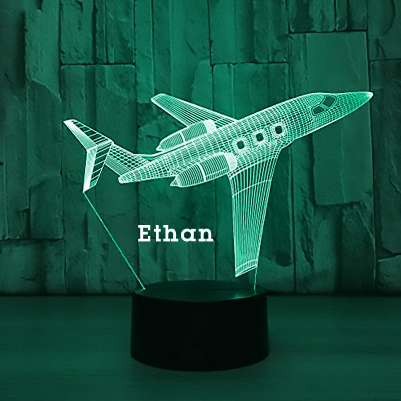 Personalized 3D Airplane Night Lights with Name 7/16 Colors Changing LED Lamp