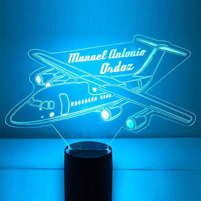 Personalized Airplane Night Lights with Name 7/16 Colors Changing LED Lamp