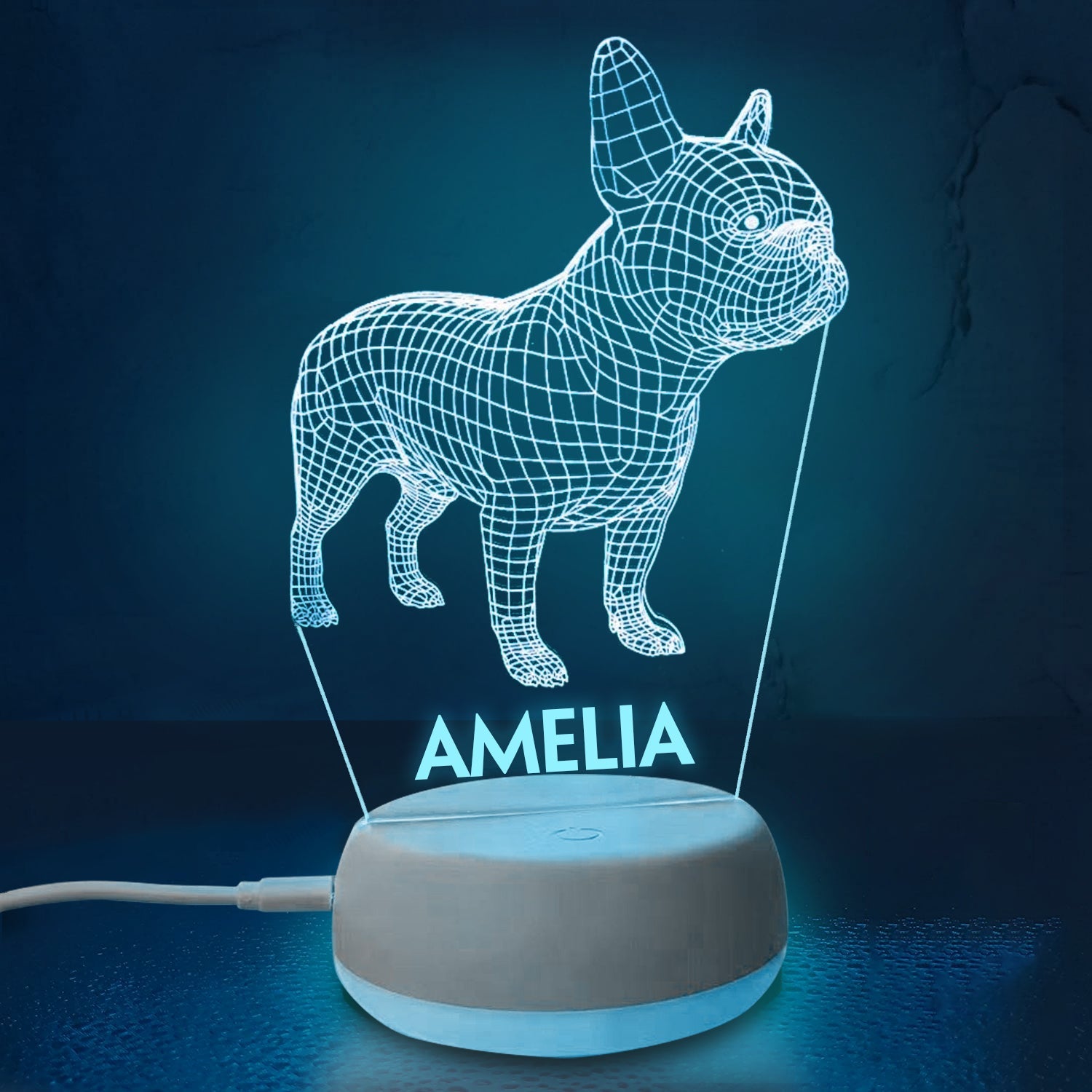 Personalized 3D Bulldog Night Lights with Name 7/16 Colors Changing Led Lamp