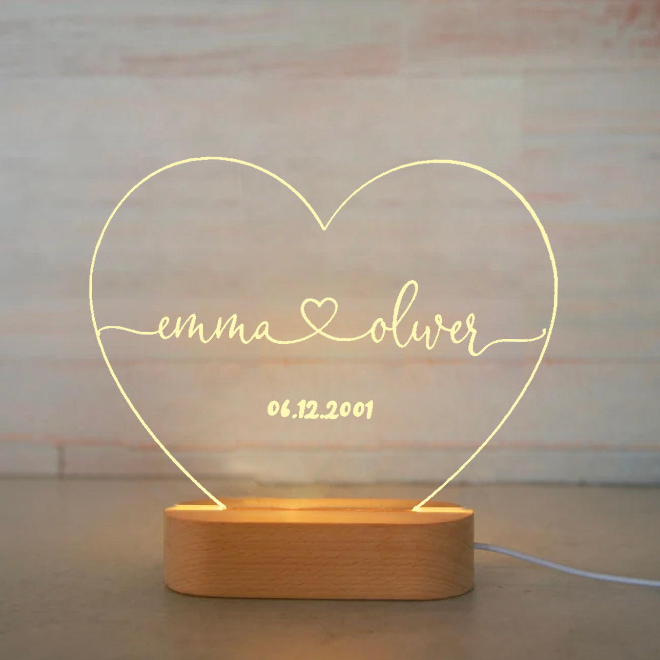 Custom Heart Wood With Date Night Light Couple Anniversary Gifts
