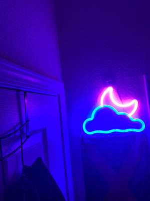 Kid's Room Neon Sign Moon&Cloud