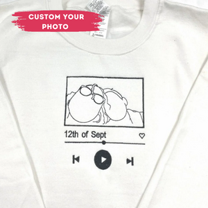 Couple Custom Photo Music Frame Outline Embroidered Hoodie/ Sweatshirt