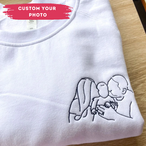 Family Custom Photo Outline Embroidered Hoodie/ Sweatshirt
