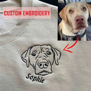 Pet Face Photo with Name Custom Outline Embroidered Hoodie/ Sweatshirt