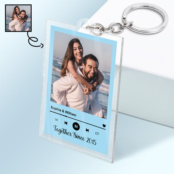 Custom Photo Together Since Rectangle Acrylic Keychain Gift For Couples