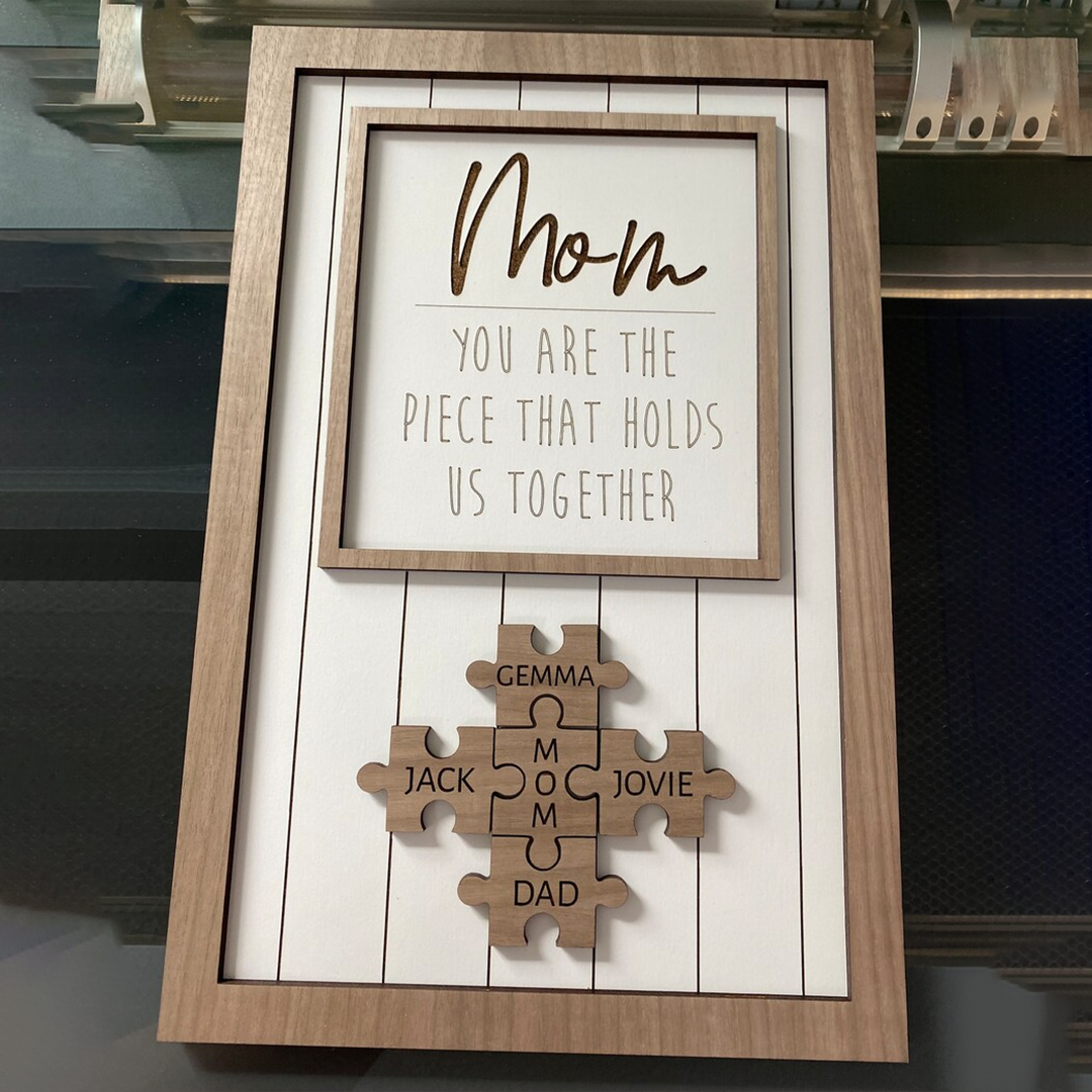 Handmade Personalized Wood Mom Puzzle Sign Mom You Are The Piece That Holds Us Together