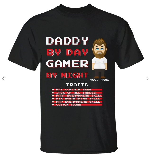 Personalized Daddy By Day Gamer By Night - Personalized Shirt